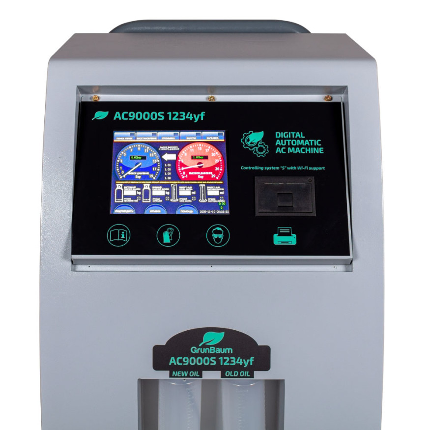 Установка для заправки автокондиционеров GrunBaum AC9000S 1234yf, автоматическая, 1234yf