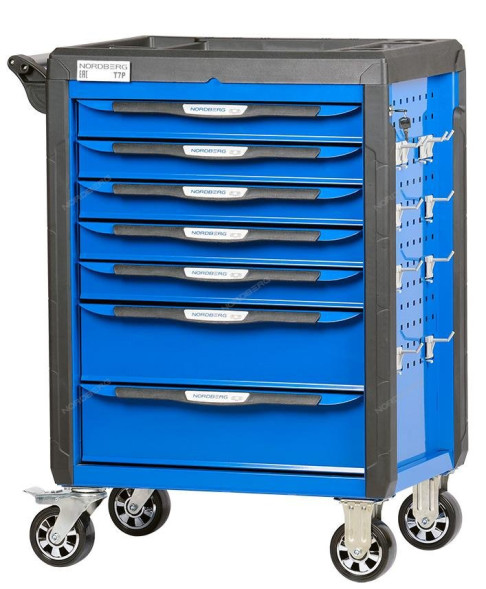 Тележка инструментальная, 7 выдвижных ящиков, с системой защиты от опрокидывания, синяя NORDBERG T7P(B)