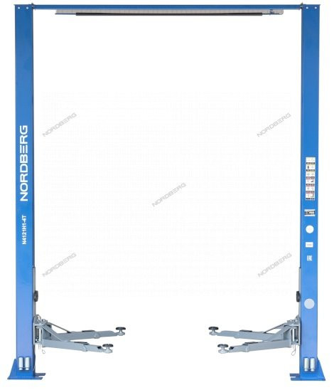 Подъемник двухстоечный 4 т, верхняя синхронизация, с электростопорами, H=4 м, 380 В, синий NORDBERG N4120H1E-4B_380