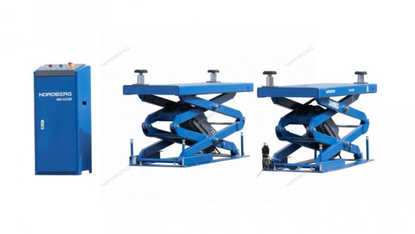 Подъемник ножничный 3,5 т, с встроенными адаптерами для SUV авто, 380 В, синий NORDBERG N631-3,5B_380