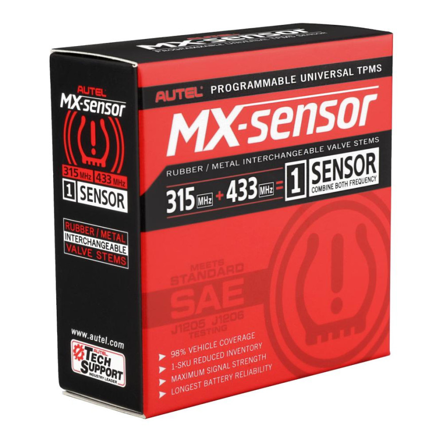 Датчик TPMS Autel MX-1 433МГц+315МГц, быстрофиксируемый, программ., универсальный, металл., черный