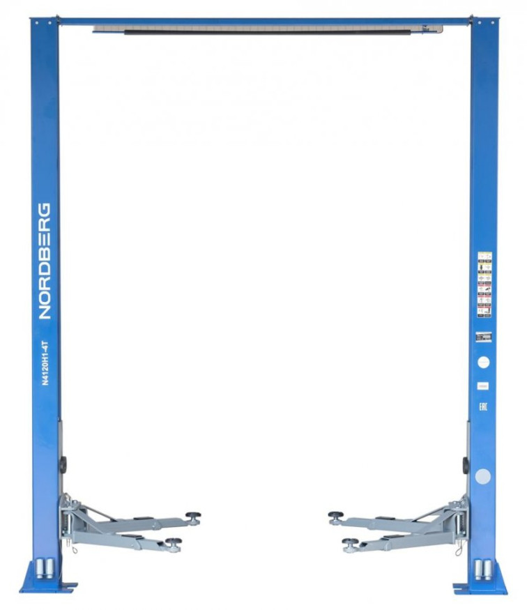 Подъемник двухстоечный 4 т, верхняя синхронизация, H=3,6 м, 220 В, синий NORDBERG N4120H-4B_220